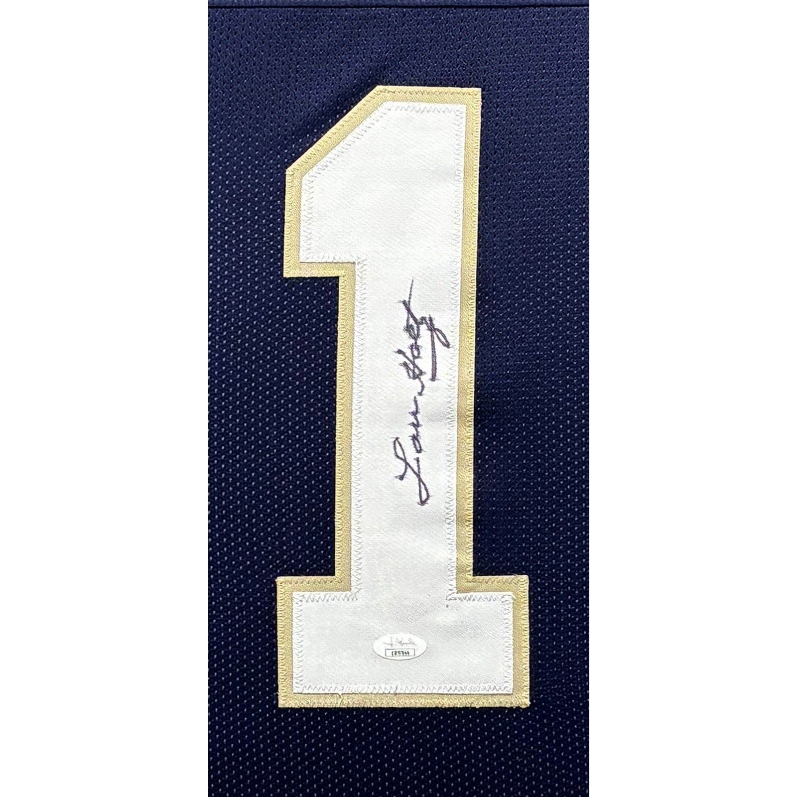 Lou Holtz Framed Signed Notre Dame Jersey JSA Autographed 2P