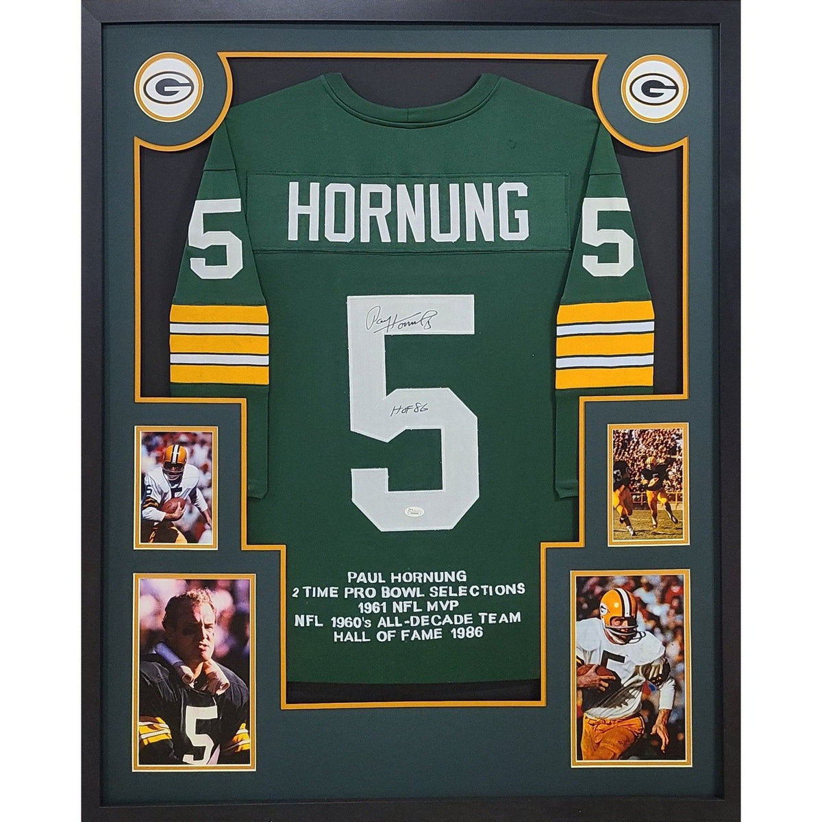 Paul Hornung Signed Framed Stat Jersey JSA Autographed Green Bay Packers