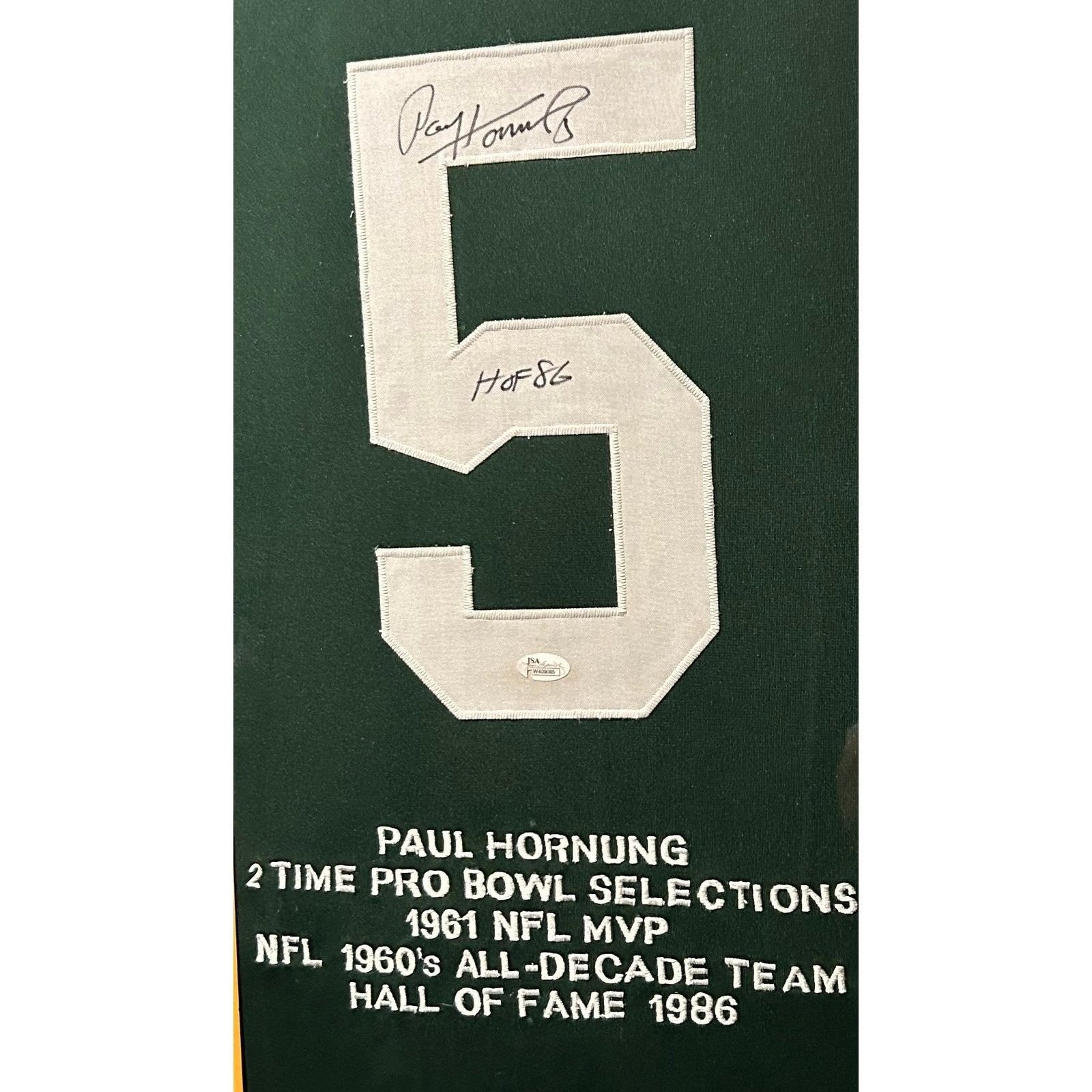 Paul Hornung Signed Framed Stat Jersey JSA Autographed Green Bay Packers