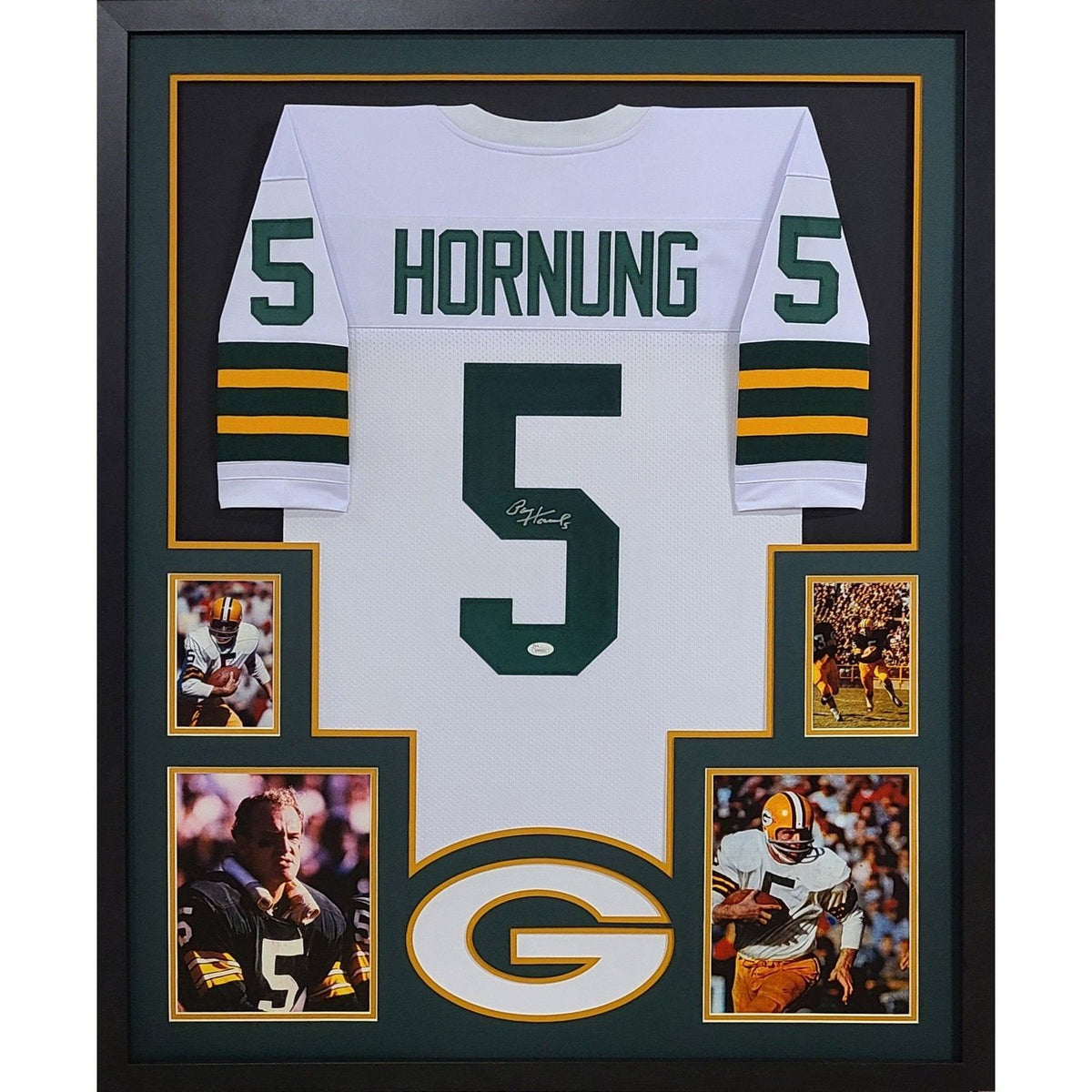 Paul Hornung Signed Framed White Jersey JSA Autographed Green Bay Packers