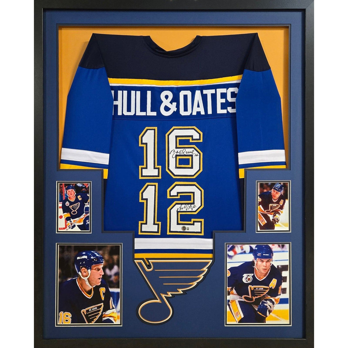 Brett Hull Adam Oates Framed Jersey Beckett Autographed Signed St. Louis Blues