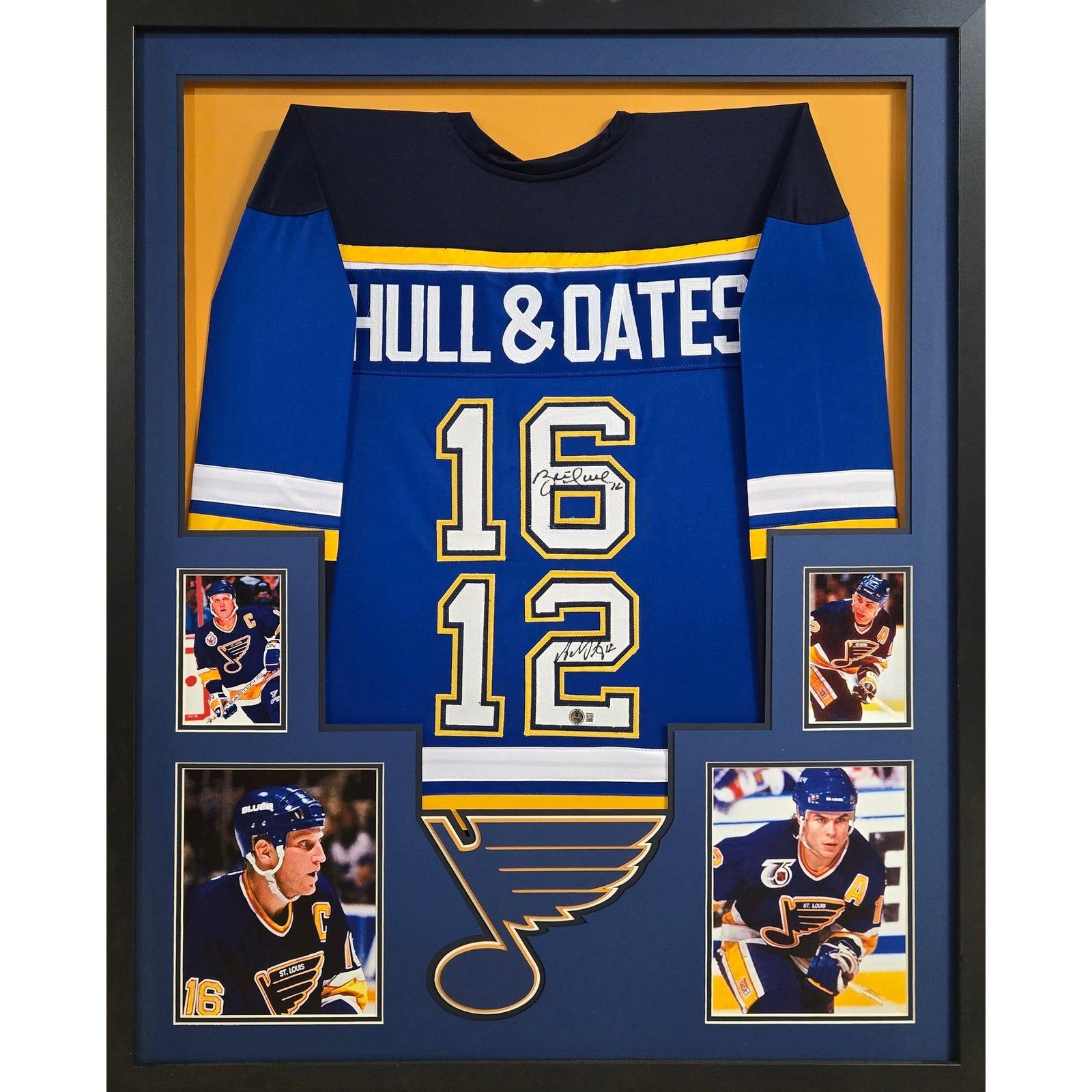 Brett Hull Adam Oates Framed Jersey Beckett Autographed Signed St. Louis Blues