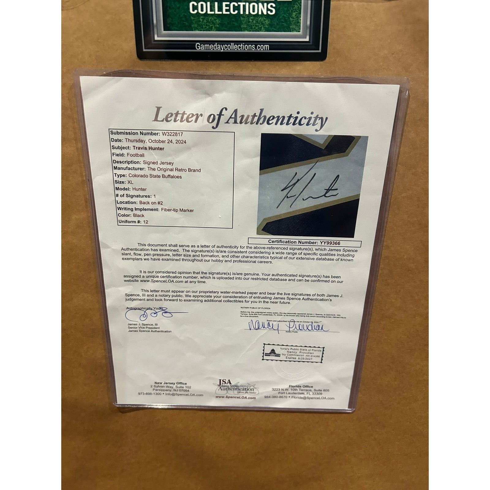 Travis Hunter Framed Signed Jersey JSA COA Autographed Colorado Heisman