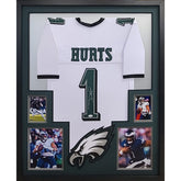 Jalen Hurts Signed Framed White Jersey JSA Autographed Philadelphia Eagles