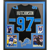 Aidan Hutchinson Framed Signed Lions Black Jersey Beckett Autographed