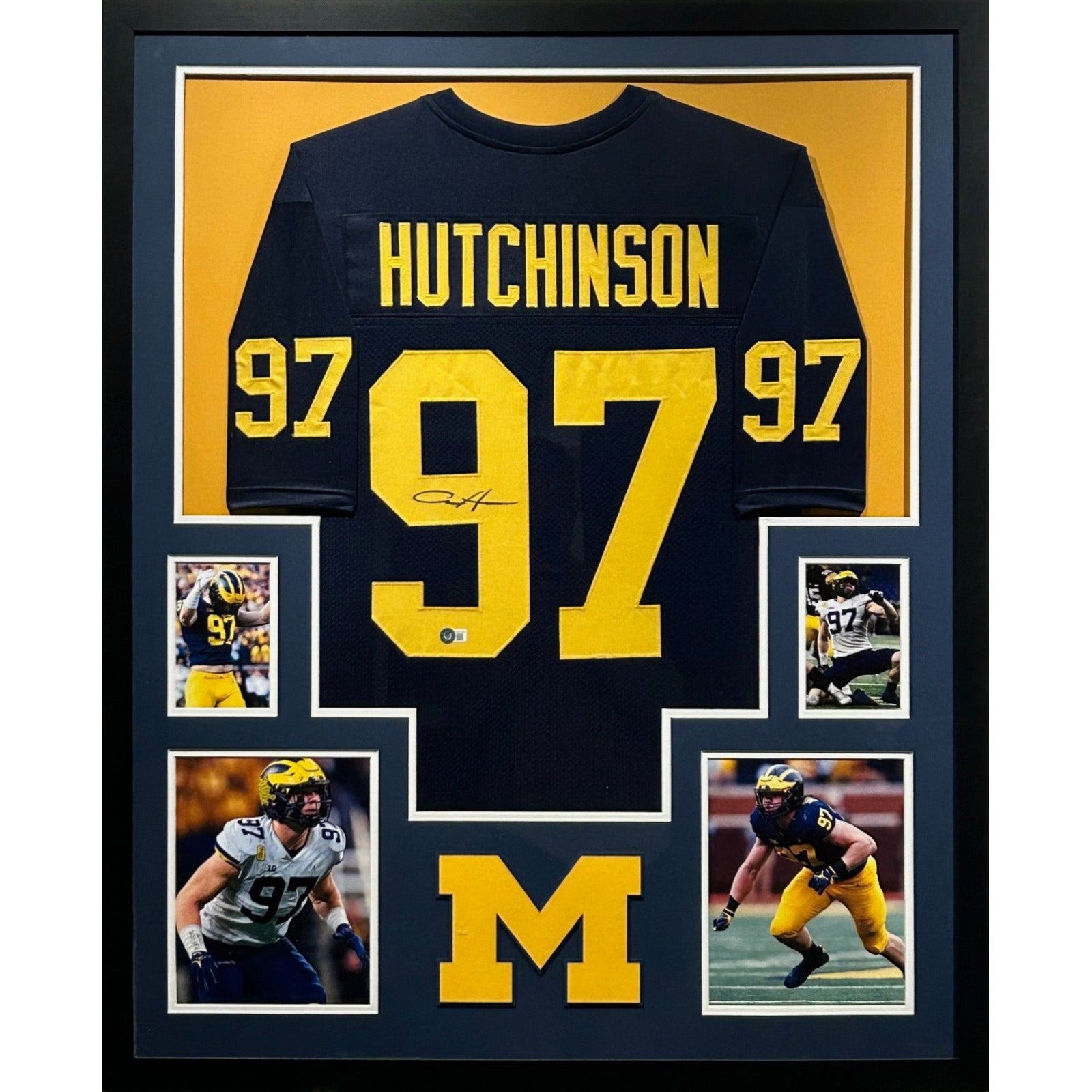 Aidan Hutchinson Framed Signed Michigan Jersey Beckett Autographed HW