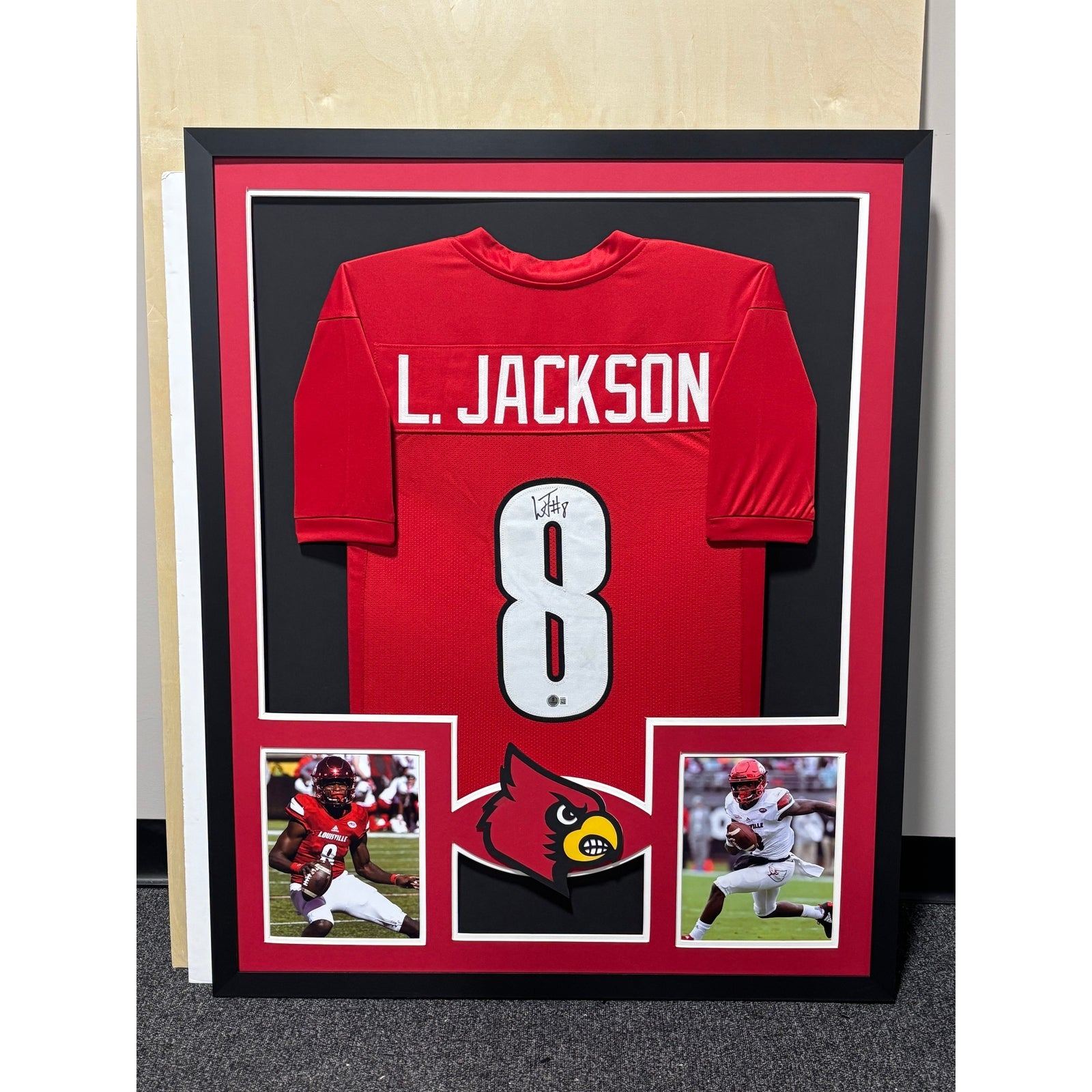 Lamar Jackson Louisville signed/framed jersey