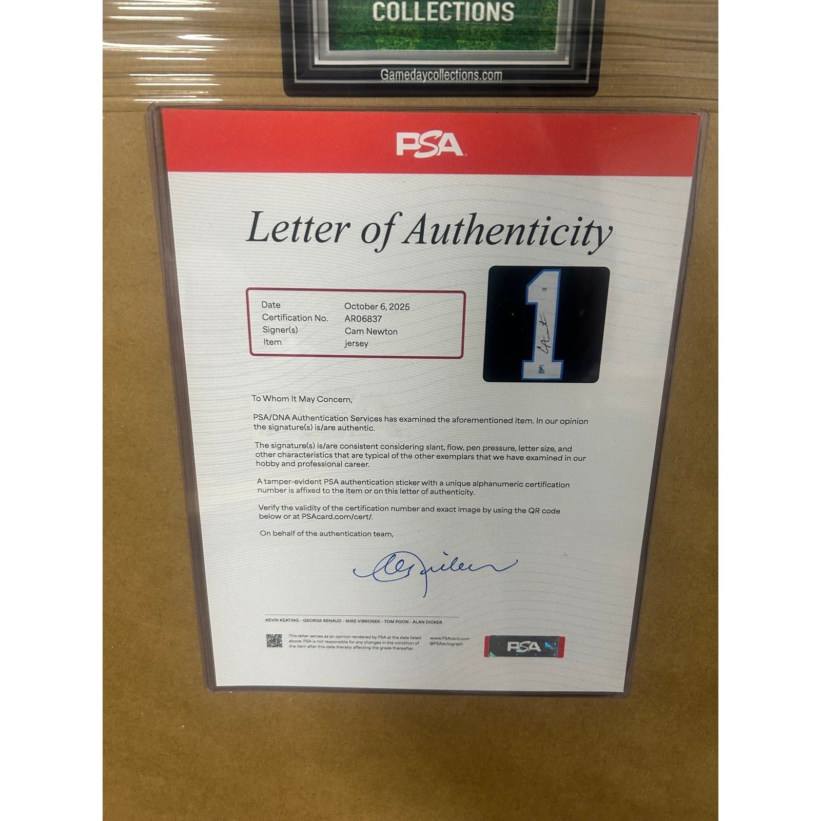 Cam Newton Framed Stat Jersey PSA/DNA Autographed Signed Carolina Panthers