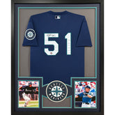 Ichiro Suzuki Signed Framed Blue Jersey Authenticated Autographed Mariners