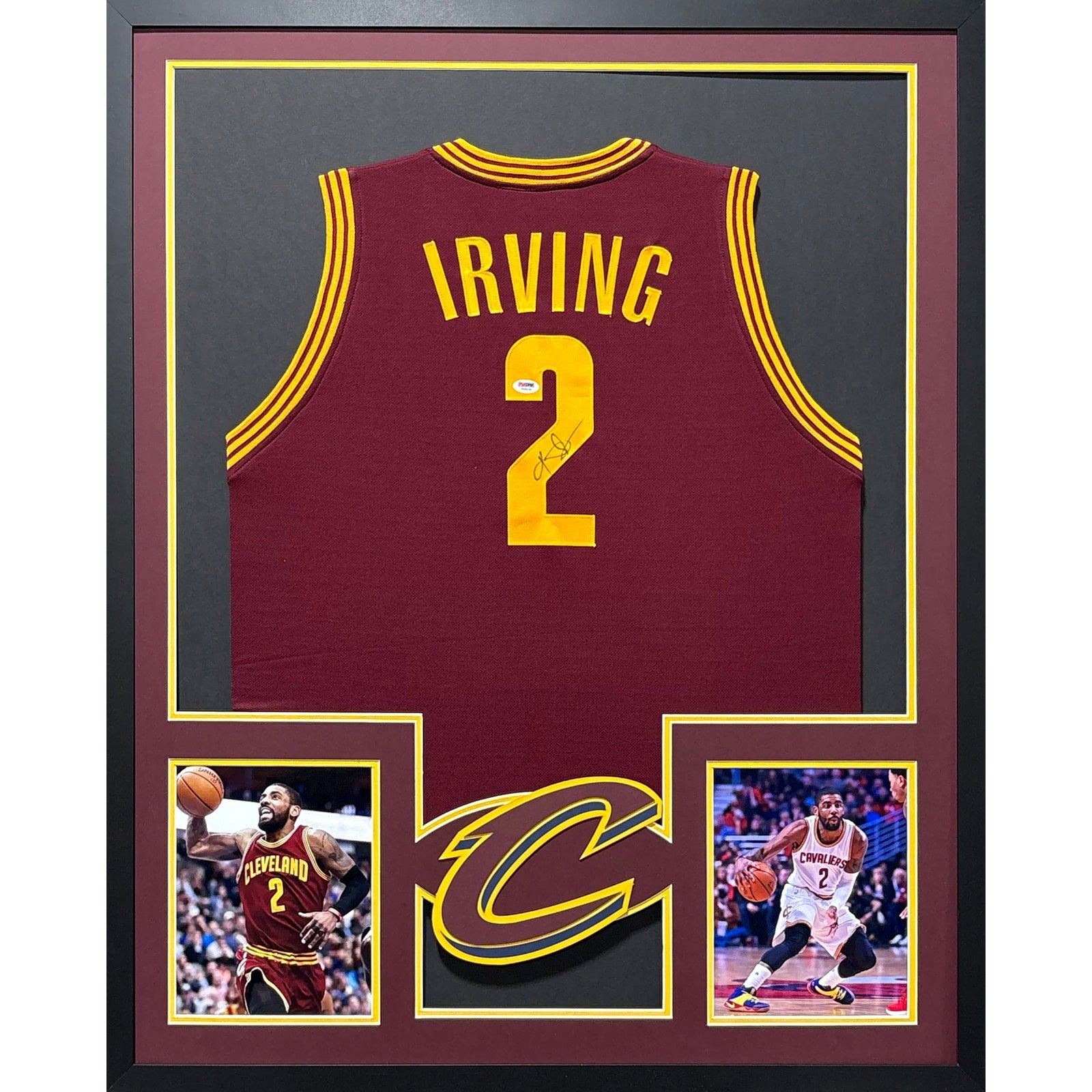 Kyrie Irving Signed Framed Maroon Jersey PSA/DNA Autographed Cavaliers