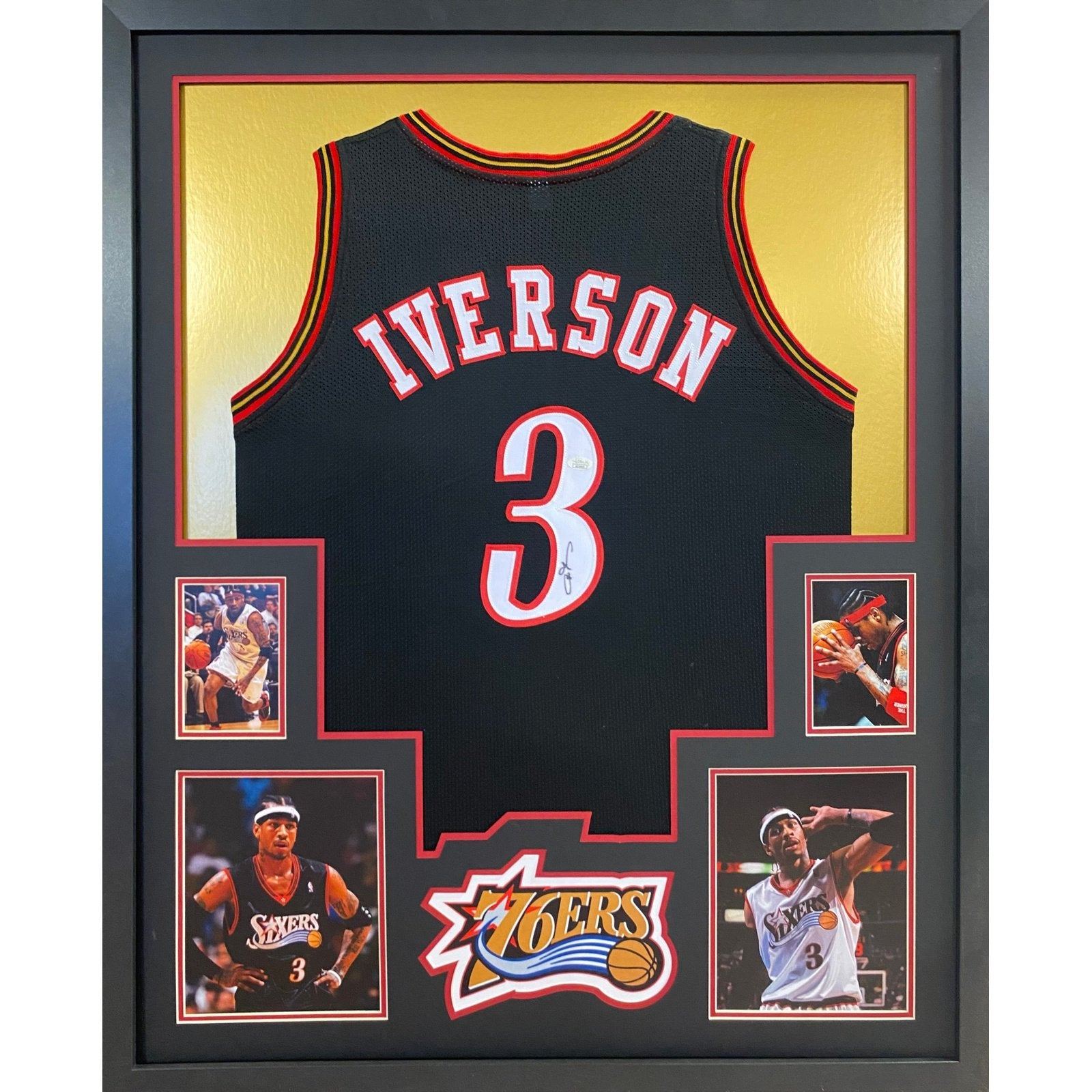 Allen Iverson Framed Black Jersey JSA Autographed Signed Philadelphia 76ers