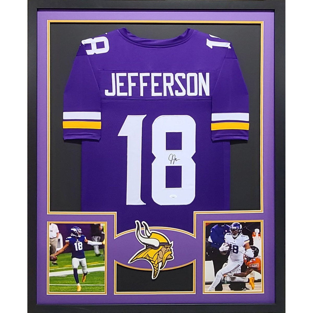 Justin Jefferson Signed Framed Purple Jersey JSA Autographed Minnesota Vikings