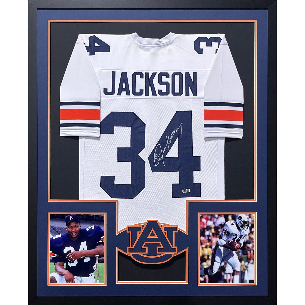 Bo Jackson Framed Signed White Jersey Beckett Autographed Auburn