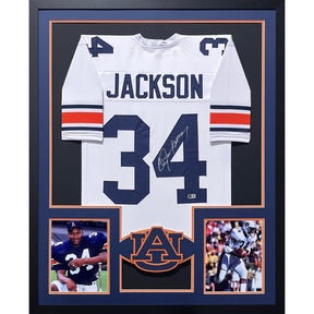 Bo Jackson Framed Signed White Jersey Beckett Autographed Auburn