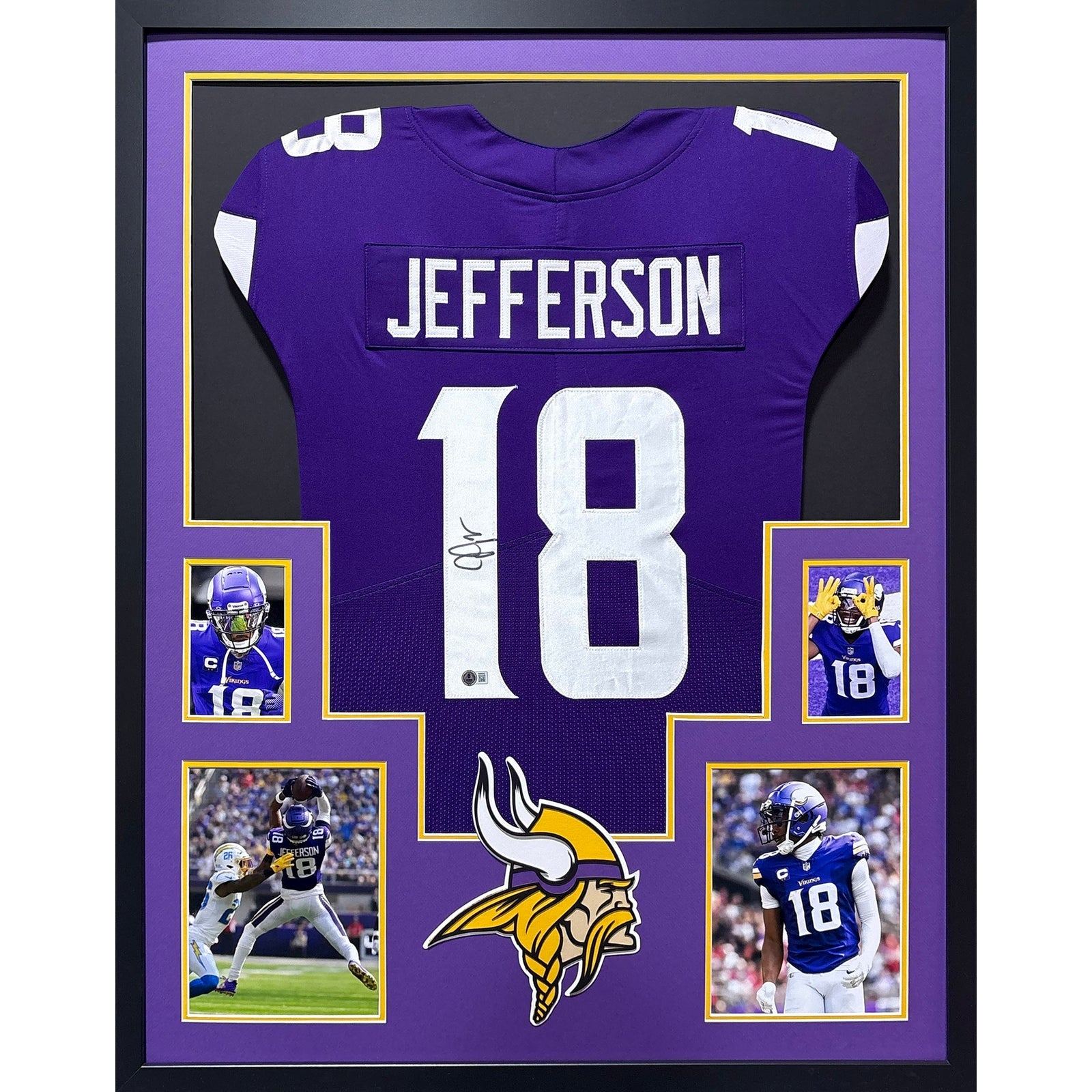 Justin Jefferson Signed Framed Purple Jersey Beckett Autographed Vikings