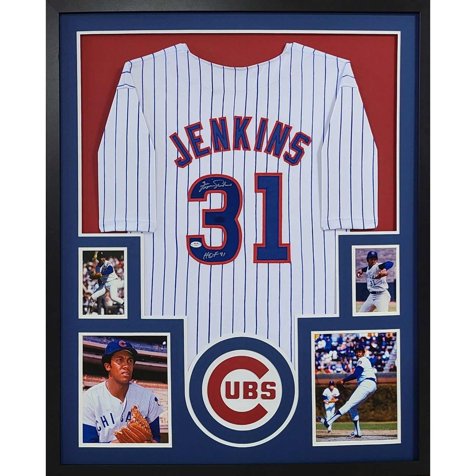 Fergie Jenkins Signed Framed Jersey PSA/DNA Autographed Chicago Cubs 4P