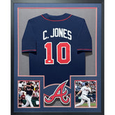 Chipper Jones Signed Framed Blue Jersey PSA/DNA Autographed Atlanta Braves 2P