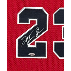 Michael Jordan Framed Signed Bulls Red Jersey UDA Autographed UpperDeck 4P