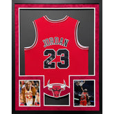 Michael Jordan Framed Signed Bulls Red Jersey UDA Autographed UpperDeck