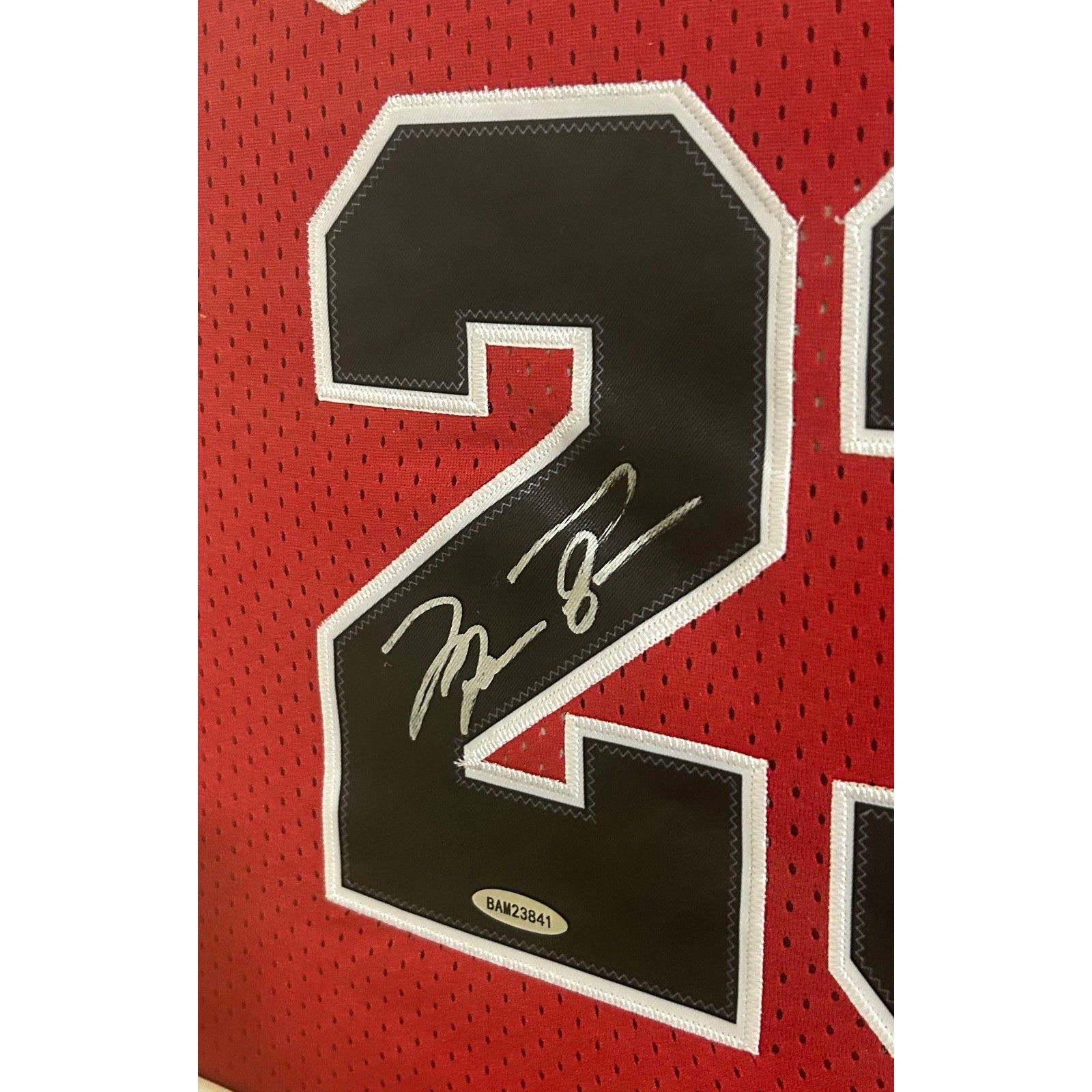 Michael Jordan Framed Signed Bulls Red Jersey UDA Autographed UpperDeck