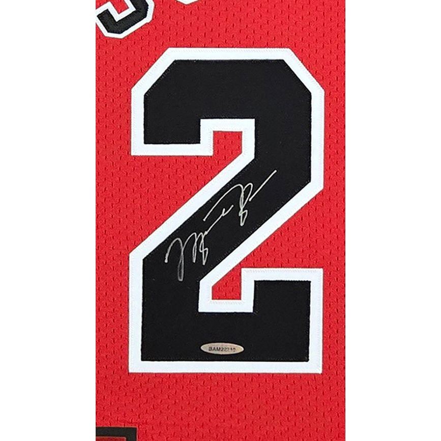 Michael Jordan Framed Signed Bulls Red Jersey UDA Autographed UpperDeck 4P