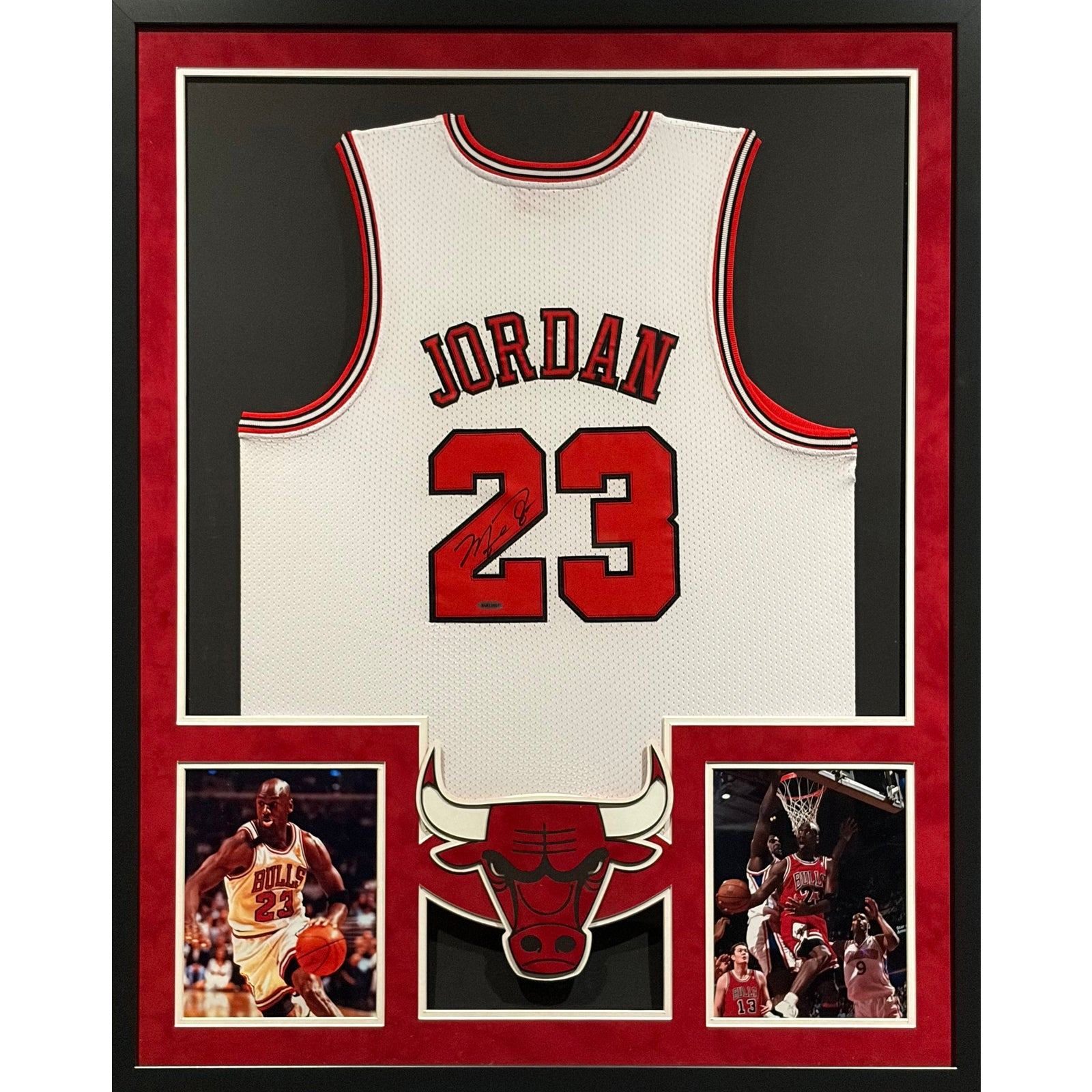 Michael Jordan Framed Signed White Bulls Jersey UDA Autographed UpperDeck IH