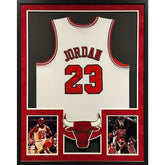 Michael Jordan Framed Signed White Bulls Jersey UDA Autographed UpperDeck IH
