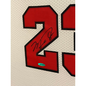 Michael Jordan Framed Signed White Bulls Jersey UDA Autographed UpperDeck IH