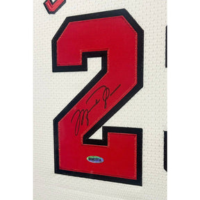 Michael Jordan Framed Signed White Bulls Jersey UDA Autographed UpperDeck