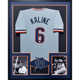 Al Kaline Signed Framed Grey Jersey JSA Autographed Detroit Tigers