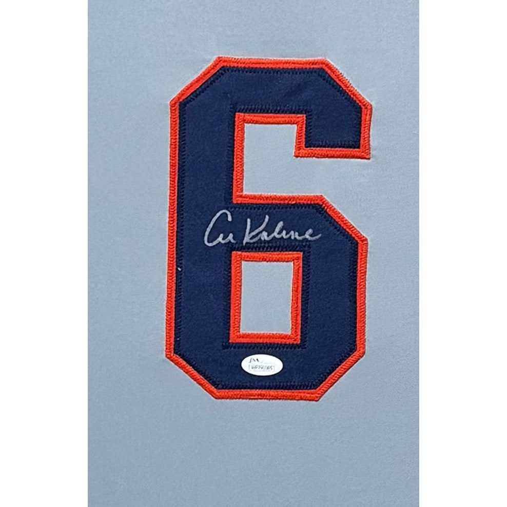 Al Kaline Signed Framed Grey Jersey JSA Autographed Detroit Tigers