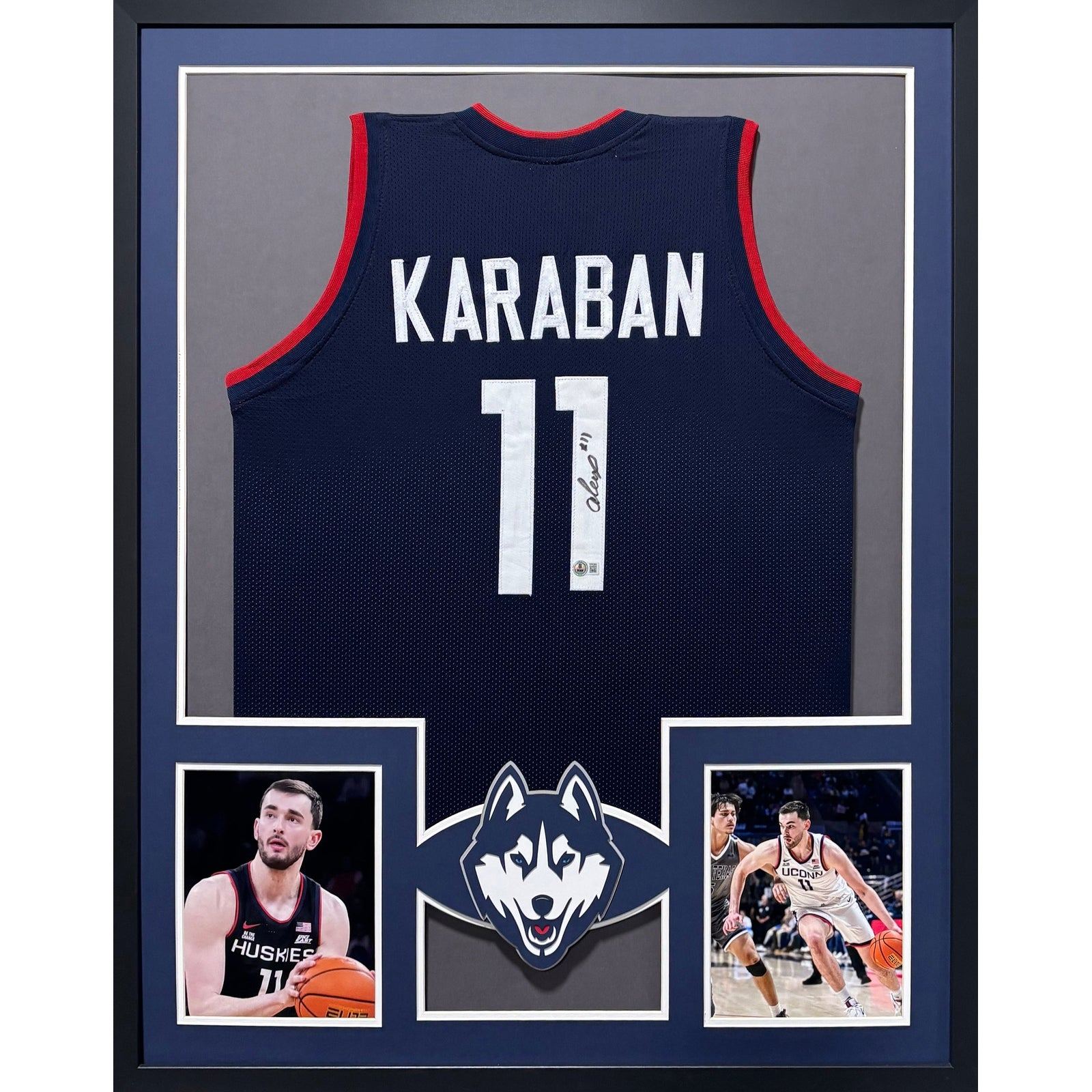 Alex Karaban Signed Framed Jersey Beckett Autographed Uconn Connecticut