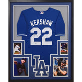 Clayton Kershaw Signed Framed Blue Jersey Beckett Autographed LA Dodgers L.A.
