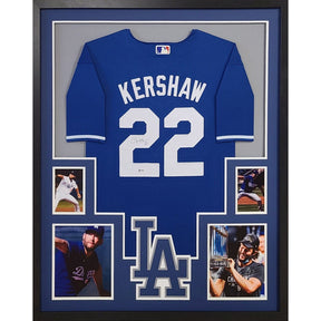 Clayton Kershaw Signed Framed Blue Jersey Beckett Autographed LA Dodgers L.A.