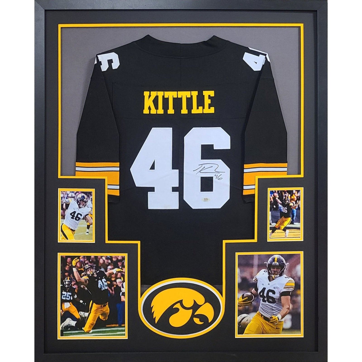 George Kittle Framed Signed Black Jersey PSA/DNA Autographed Iowa Hawkeyes