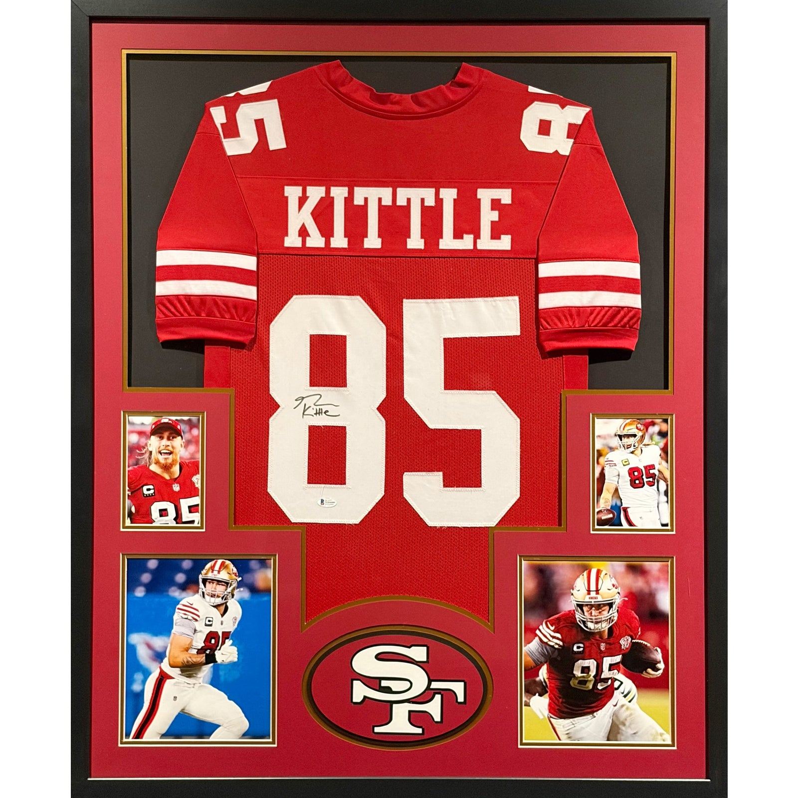 George Kittle Framed Signed Red Jersey Beckett Autographed SF 49ers NS