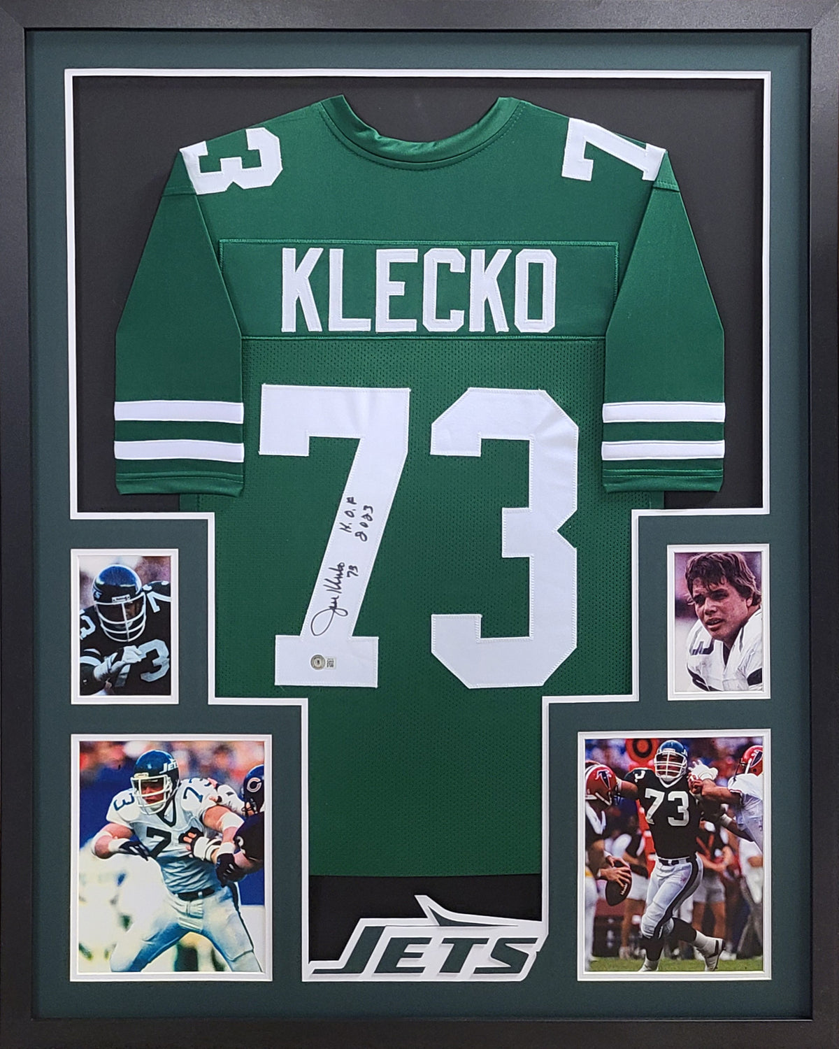 Joe Klecko Framed Signed Jersey Beckett Autographed New York Jets