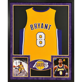 Kobe Bryant Framed Signed Yellow Jersey PSA/DNA Autographed LA Lakers