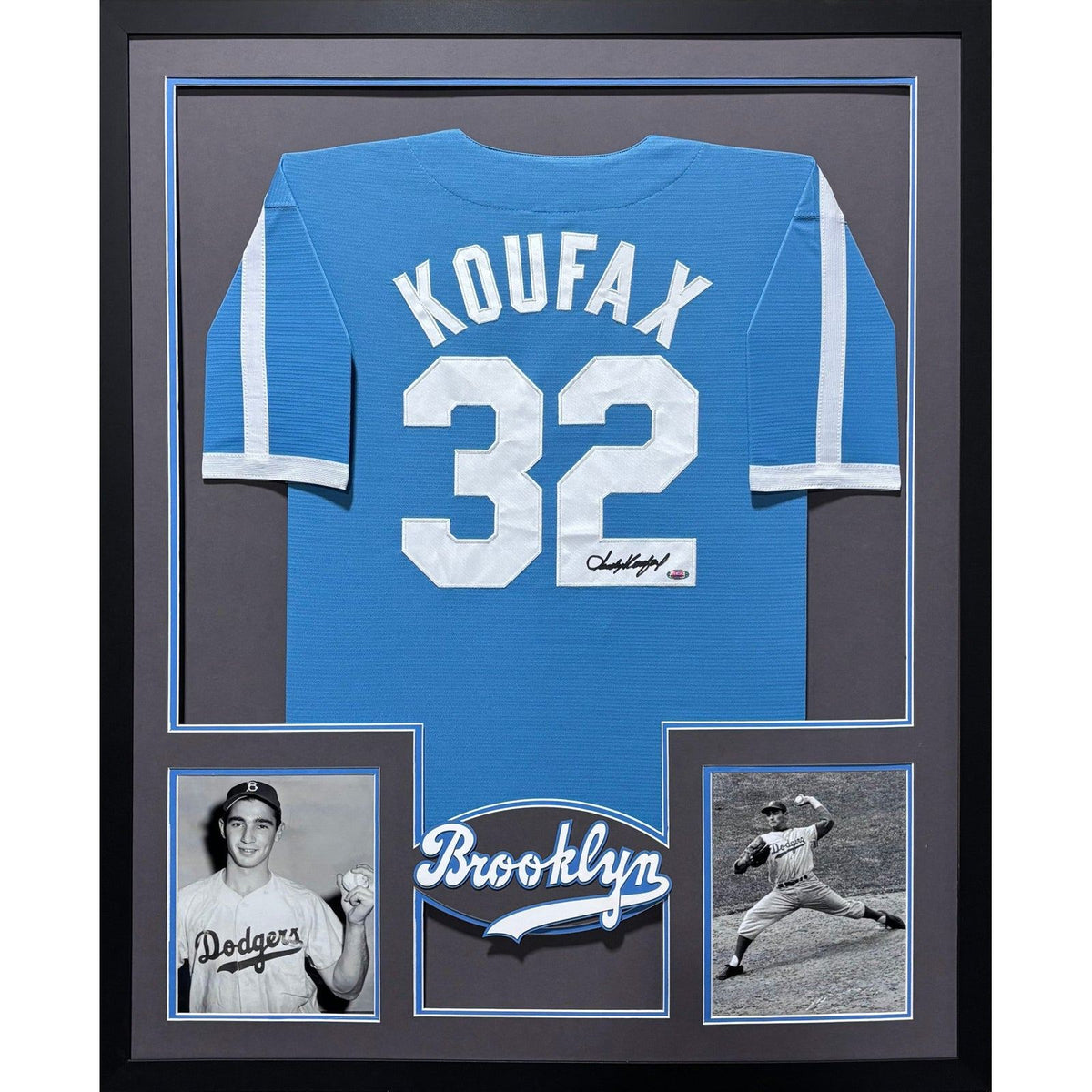 Sandy Koufax Framed Signed Brooklyn Dodgers Jersey Autographed Steiner COA