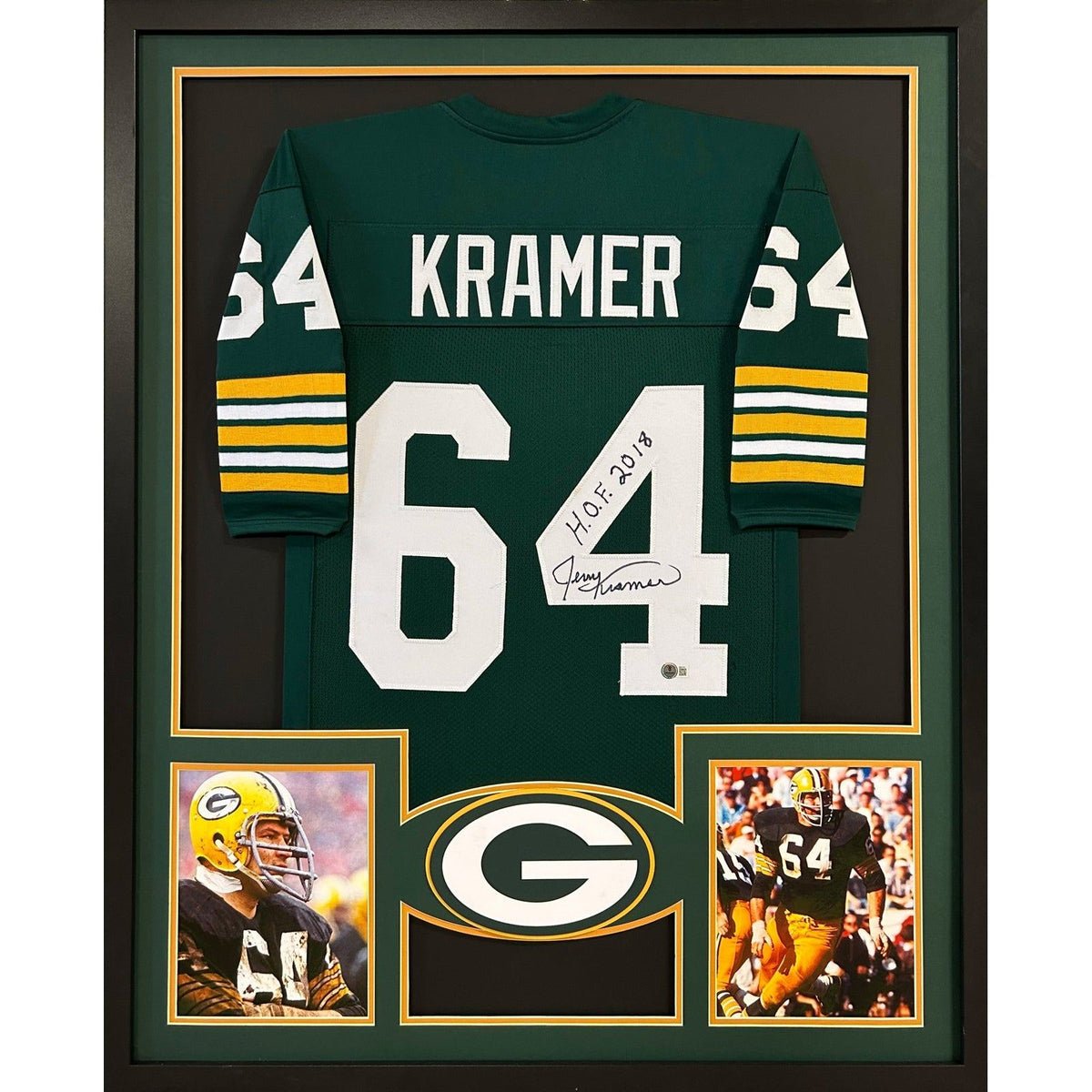 Jerry Kramer Framed Signed Jersey Beckett Autographed Green Bay Packers