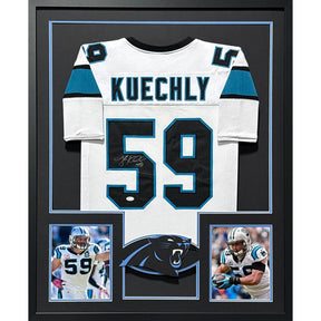 Luke Kuechly Framed Signed White Jersey JSA Autographed Carolina Panthers