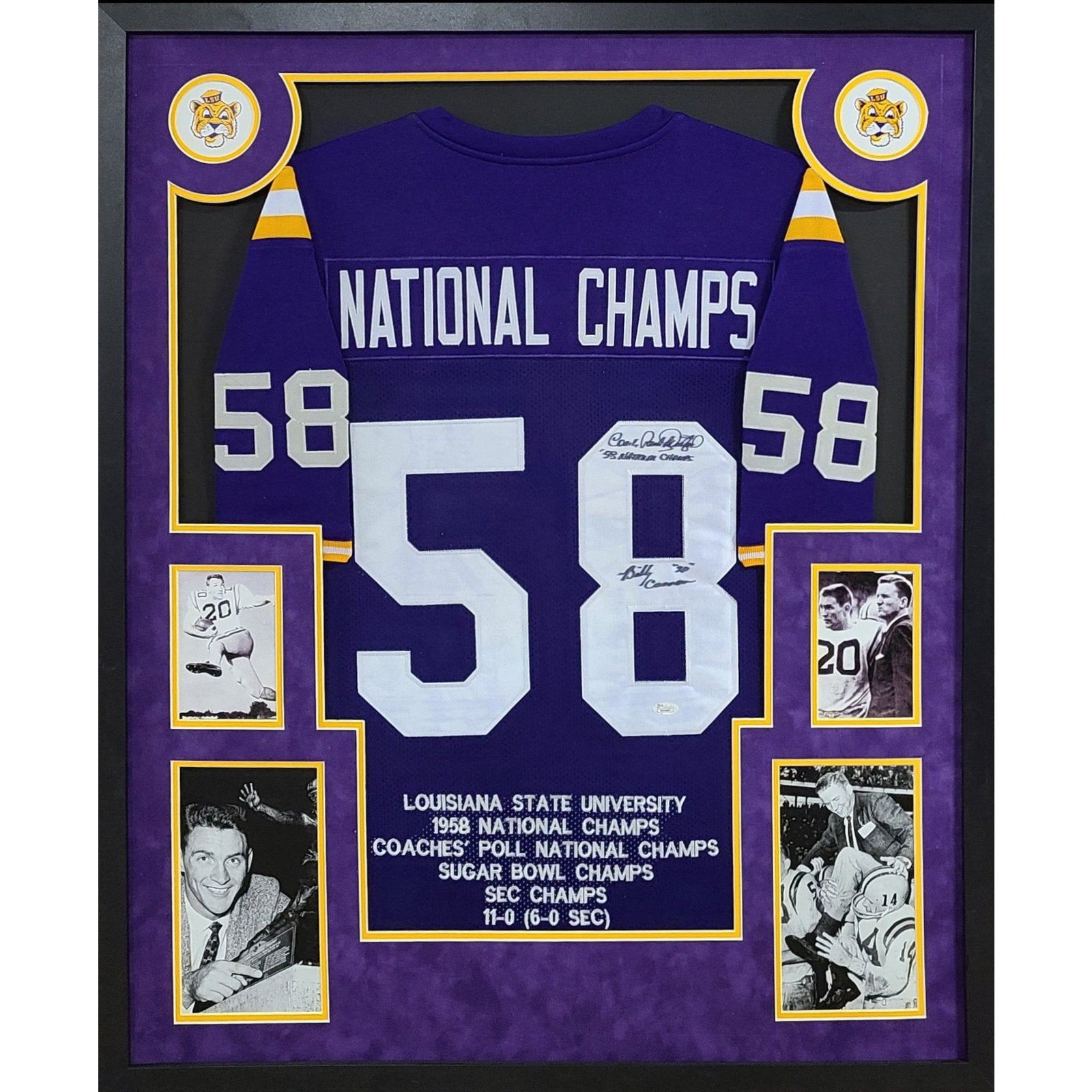 1958 LSU Champs Framed Signed Jersey JSA Autographed Billy Cannon Paul Dietzel