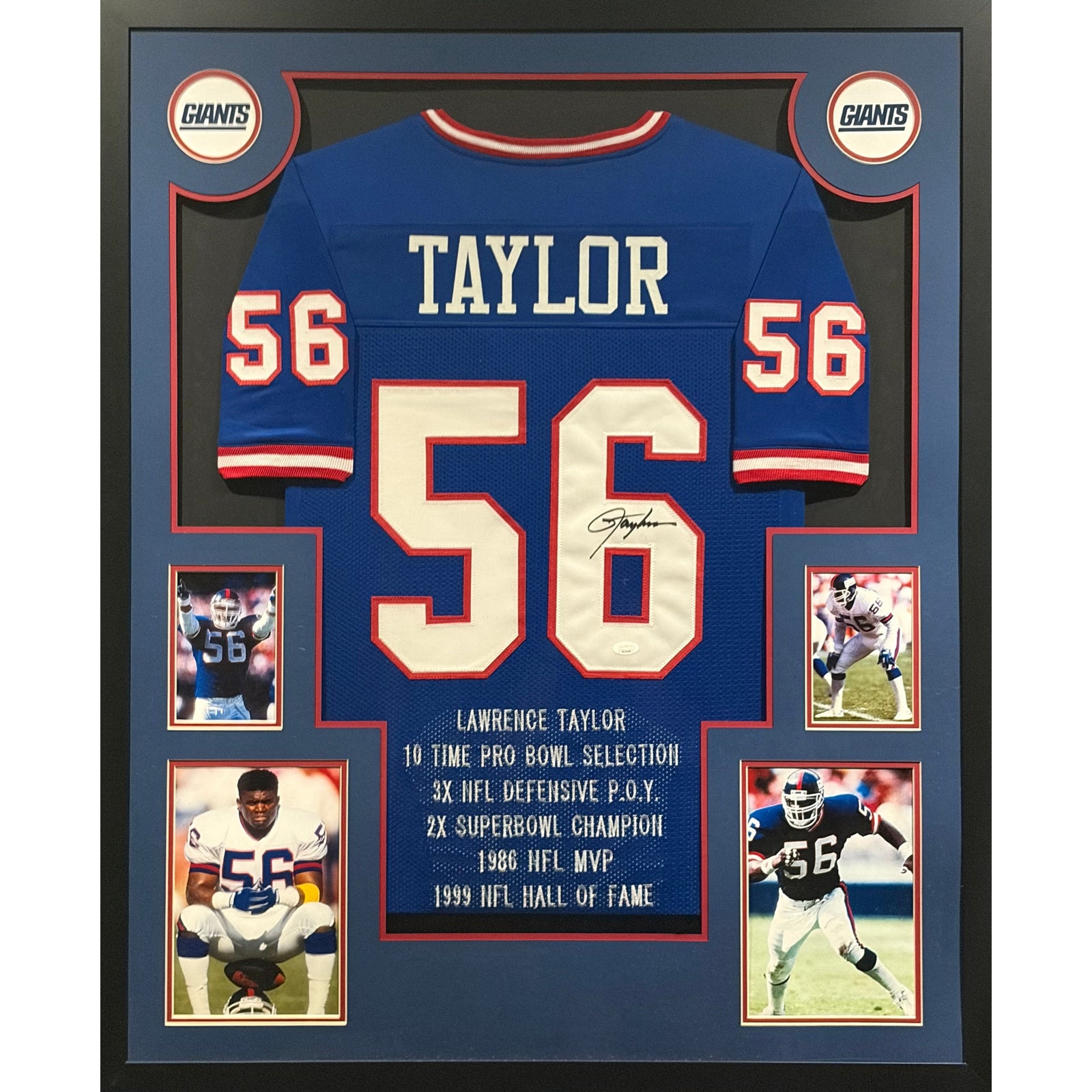 Lawrence Taylor Framed Stat Jersey Beckett Autographed Signed New York Giants