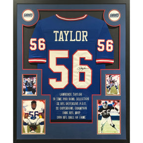 Lawrence Taylor Framed Stat Jersey Beckett Autographed Signed New York Giants