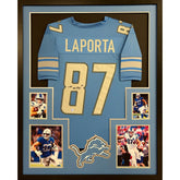 Sam LaPorta Signed Framed Blue Jersey Beckett Autographed Detroit Lions