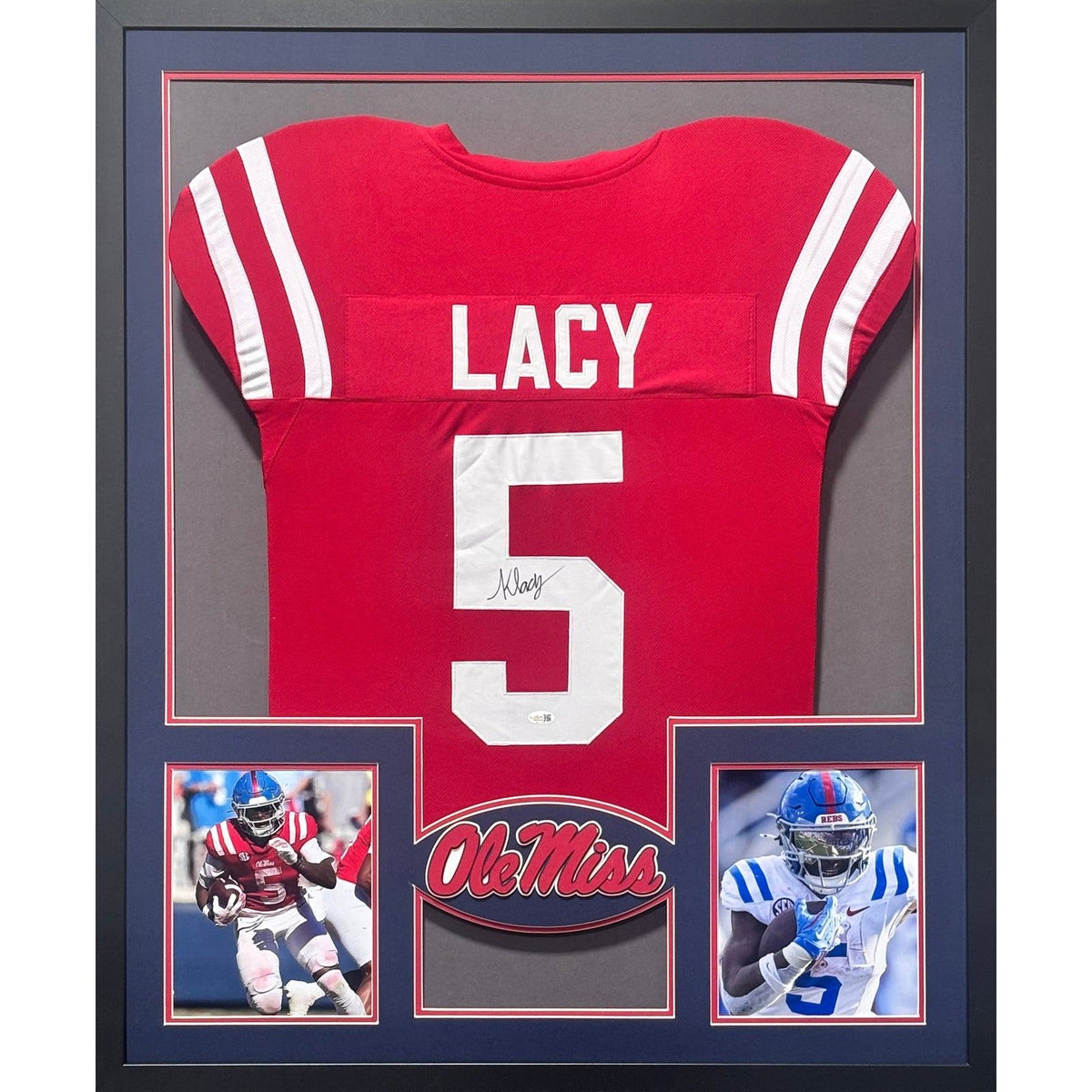 Kewan Lacy Signed Framed Red Jersey JSA Autographed Ole Miss
