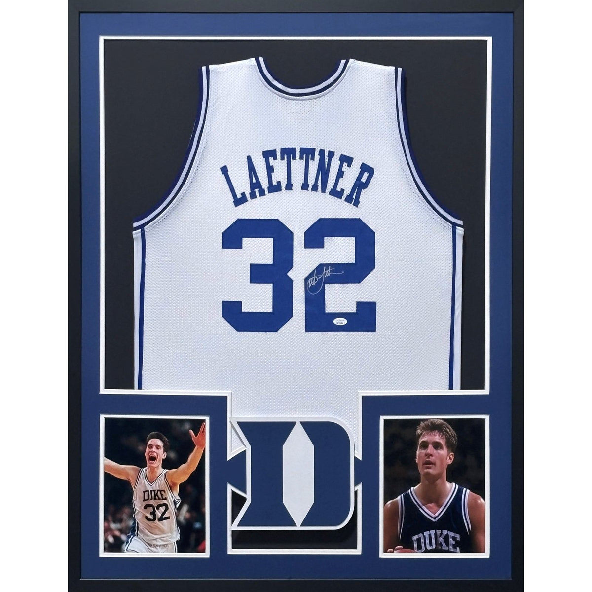 Christian Laettner Signed Framed Jersey JSA Autographed Duke Blue Devils
