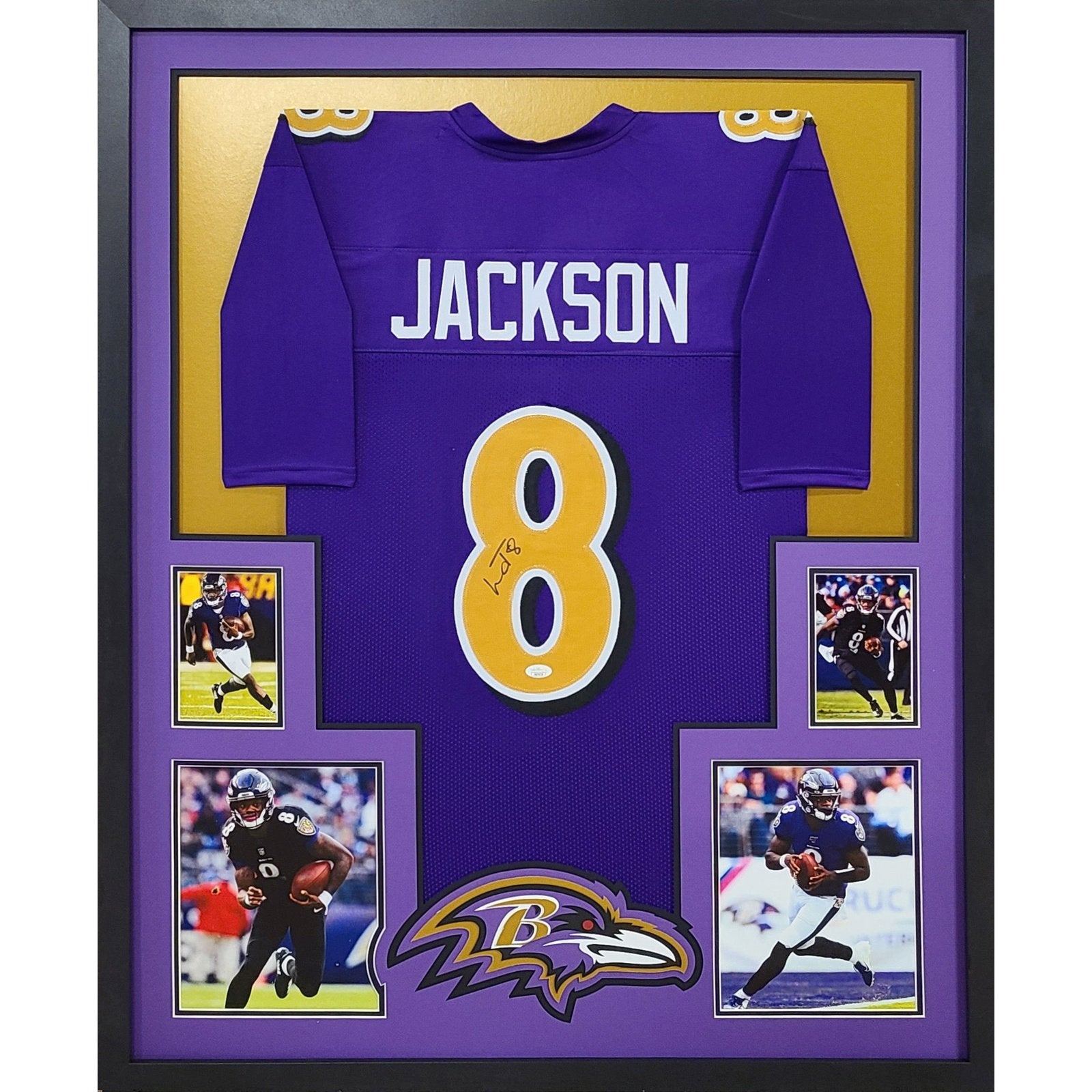 Lamar Jackson Framed Signed Jersey JSA Autographed Baltimore Ravens GN