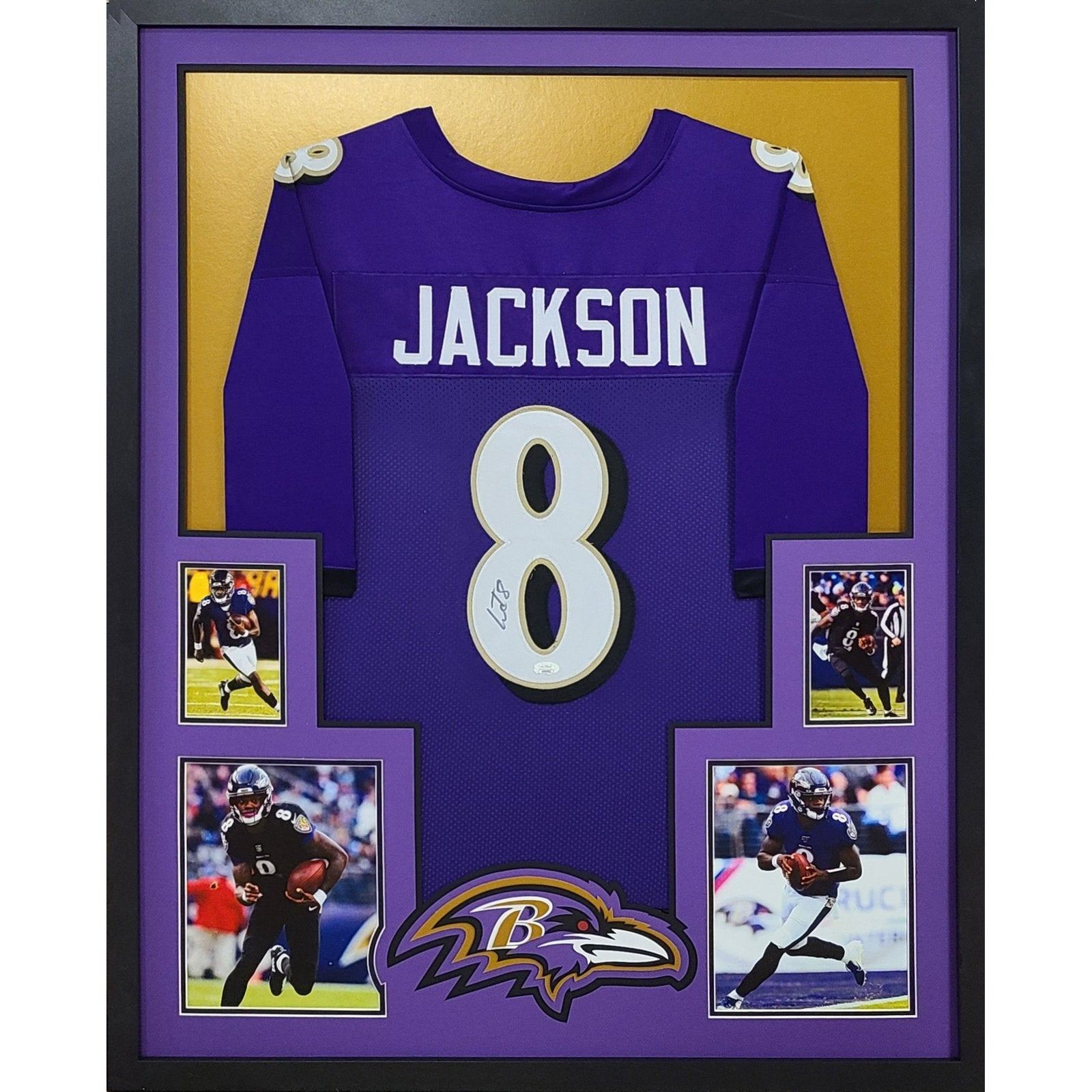 Lamar Jackson Framed Signed Purple Jersey JSA Autographed Baltimore Ravens