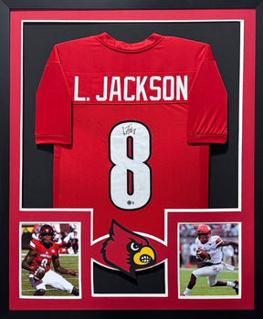 Lamar Jackson Louisville signed/framed jersey